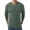 thumbnail image 3 of GRIUNS Mens Henley Shirts Long Sleeve T-Shirt Casual Classic Soft Stretch Pullover Tees Green 3XL, 3 of 8