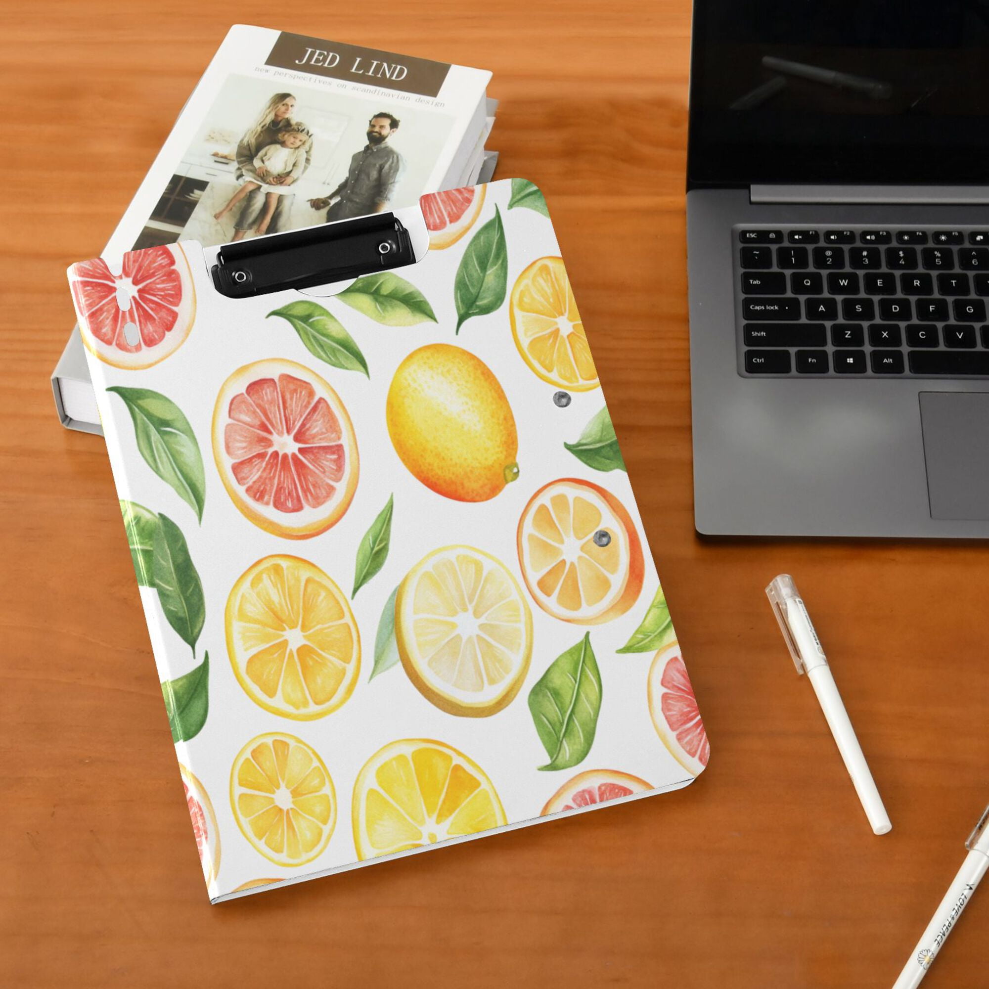 FORMRS A4 Clipboard Folder with Pen Holder Horizontal Foldable School Office Binder, Candy Lemon