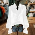 thumbnail image 2 of DDAPJ pyju Women Velvet Button Down Shirts Ruffle Cuffs Long Sleeve Blouses Fashion Casual Party Evening Shirt White XL, 2 of 8