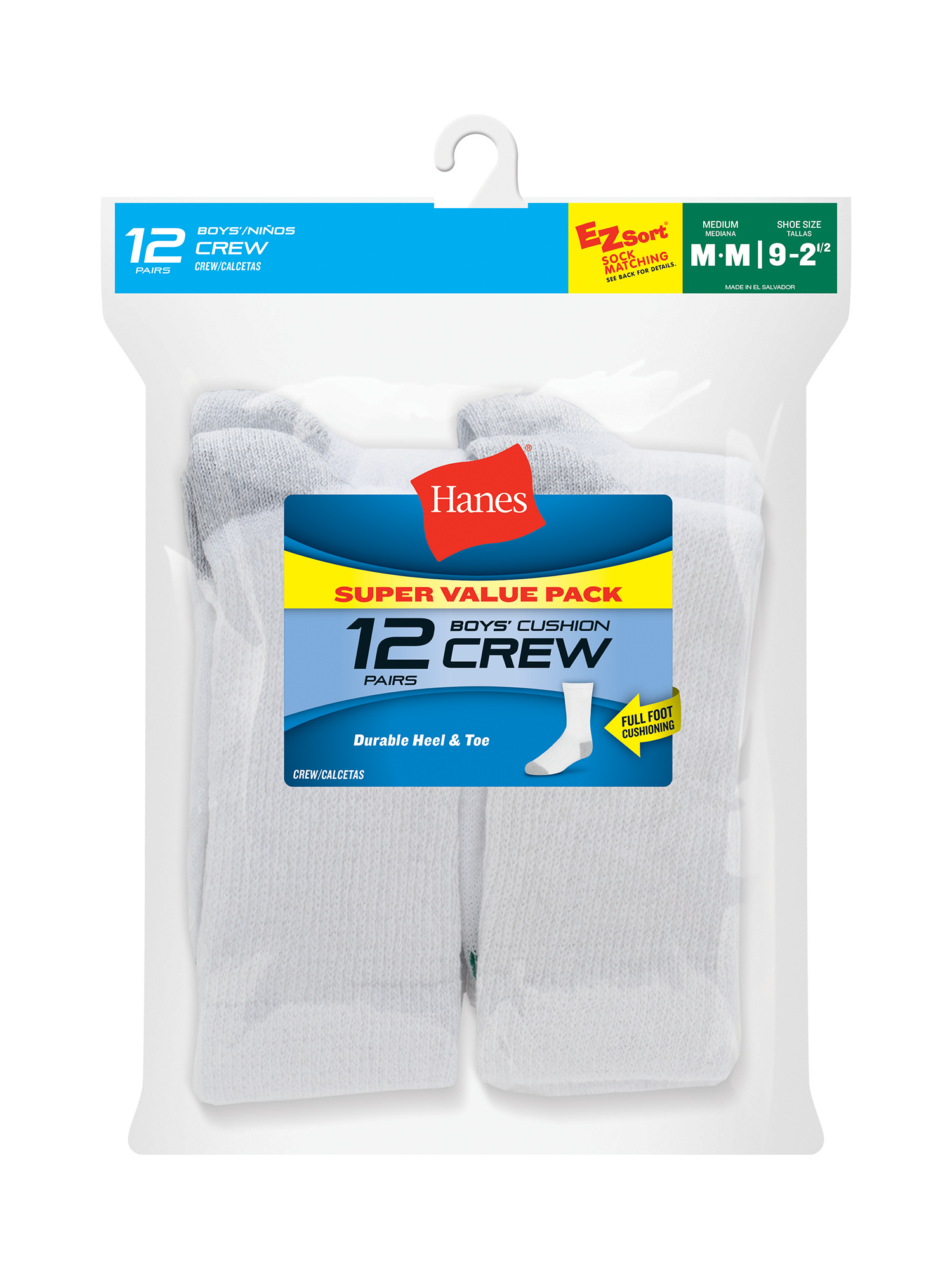 Hanes Boys' Crew Socks, 12 Pack - image 4 of 5