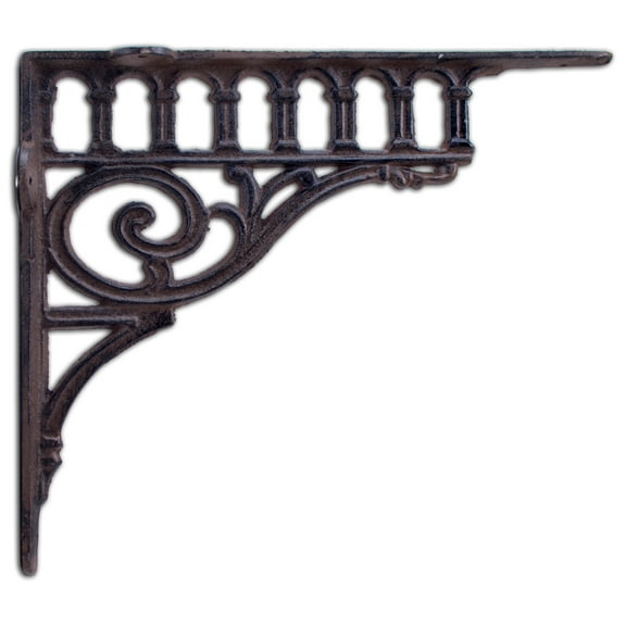 Floating Wall Shelf Bracket Columns Pattern With Rust Brown Color Cast Iron 11.375" Deep by Flag Emotes