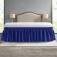 thumbnail image 3 of Elastic Wrap Around Bed Skirt Dust Ruffle Smooth Soft Bed Frame Cover 15-inch Drop (King, Navy blue), 3 of 9