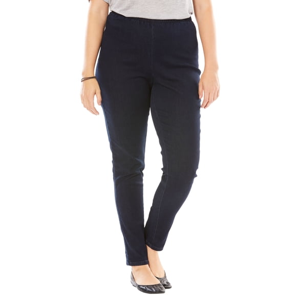 Woman Within Plus Size Tall Fineline Stretch Denim Skinny Pull-On Jeans