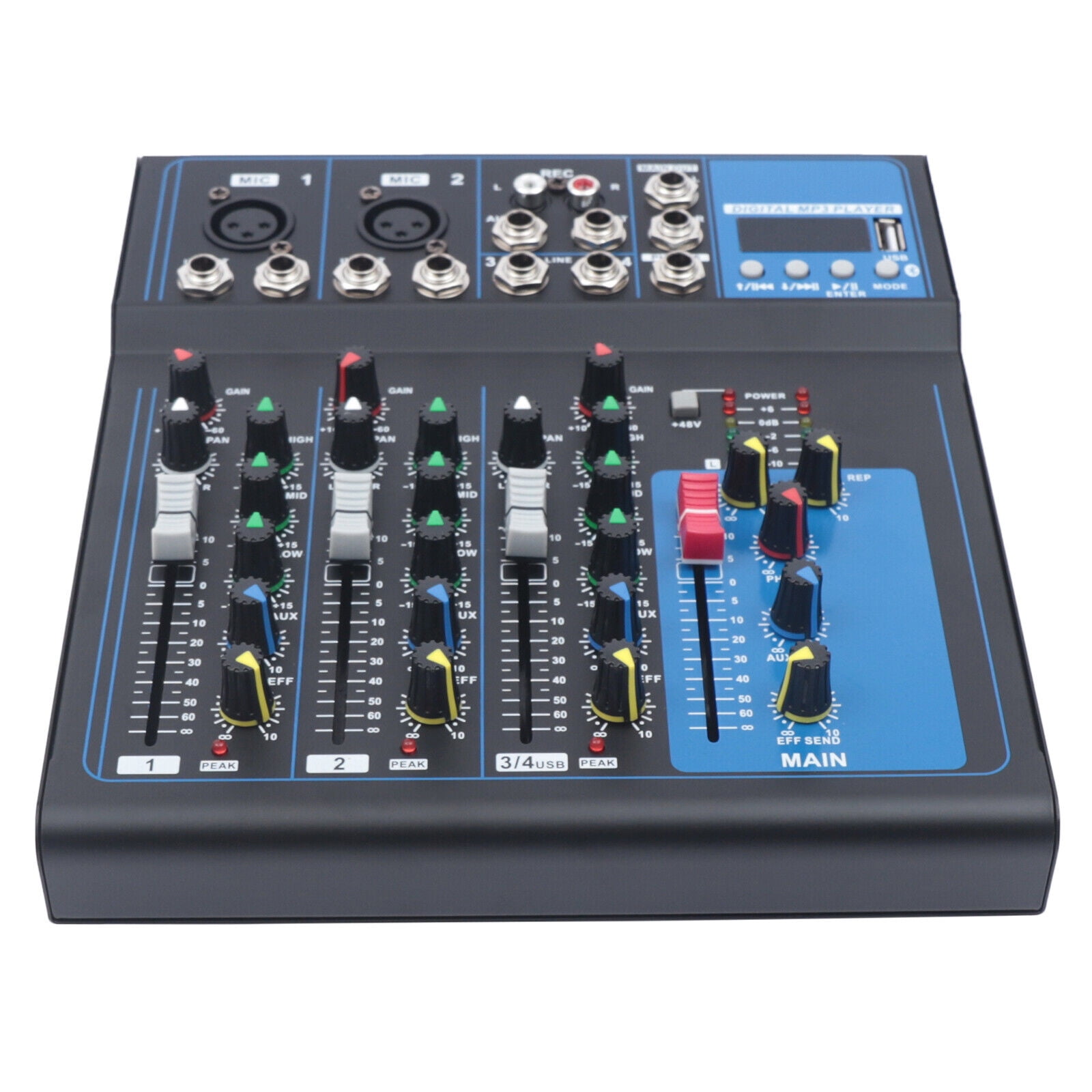 4 Channel Audio Mixer Portable Professional Bluetooth Digital DJ Console 110V