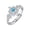 Aquamarine, variant on Celtic Knot Cubic Zirconia Ring for Women, Sterling Silver Adjustable Open Ring with Birthstone