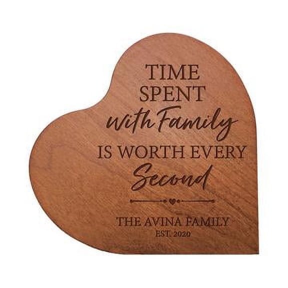 LifeSong Milestones Engraved Wooden Heart Block_Spent Time With Family