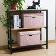 thumbnail image 5 of PRANDOM Cajas de almacenamiento plegables más grandes con tapas, cubos decorativos de tela, organizador, contenedores, cestas, asas, divisor para dormitorio, armario, sala de estar, rosa, 17,7 x 11,8, 5 of 5