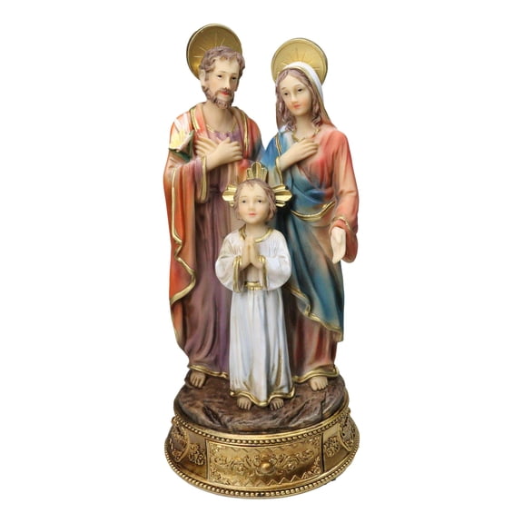 Catholic Holy Family Mary Joseph and Jesus With Rosary Drawer Box Figurine 9"H