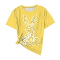 thumbnail image 4 of Odbmxy Short Sleeve Women T Shirt Easter Summer Tops for Women Graphic Pullover Loose Holiday Leisure Yellow Tops, 4 of 5