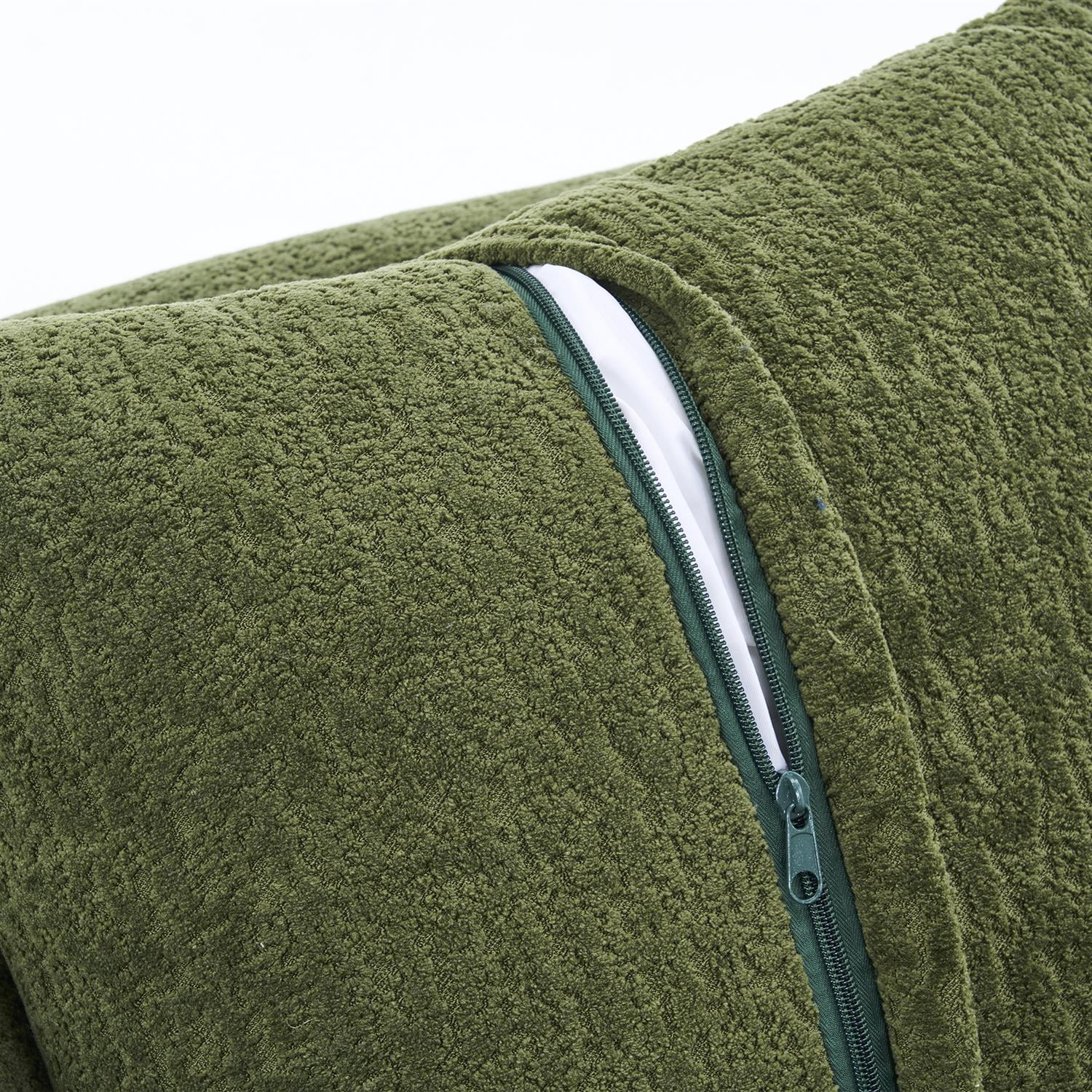 Demi Bonn 98" Cozy L-Shape Sectional Sofa with Curved Chaise, High-Density Foam, Chenille Modular Couch for Living Room, Supports 900 lbs, Green