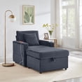thumbnail image 5 of Single Sofa with Storage Ottoman,34.5" Comfortable Corduroy Chaise Lounge with Table Board,Sturdy Structure Armchair Couch for Apartment,Living Room,Office,Dark Gray, 5 of 6
