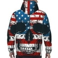 thumbnail image 7 of Uemuo American Flag Skull Pattern Men's Hoodie - Casual Pullover Hoodie with Kangaroo Pocket, Stylish Hooded Sweatshirt for Everyday Wear-XX-Large, 7 of 7