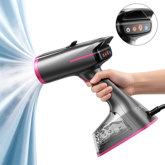 DR. FLASH Vacuum Steamer for Clothes, 2-in-1 Home Garment Steamer and Iron, 6000Pa Strong Suction, 3 Modes with LED Display, 270ml Tank, Professional Wrinkle Remover (for 110-120V Use)
