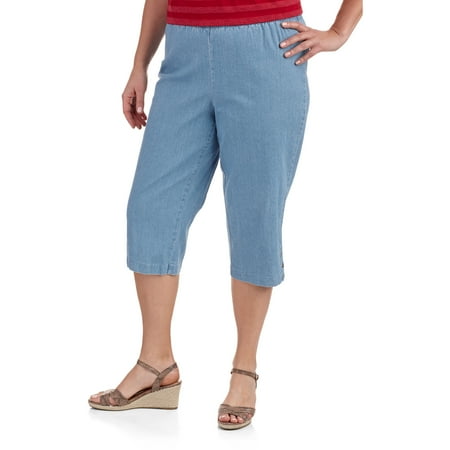 Just My Size Women's Plus-Size Stretch 19" Pull-On Capris With Grommet Details