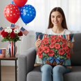 thumbnail image 3 of 2 Pack Outdoor Waterproof Throw Pillows,Red Begonia Flower Retro Wood Decorative Square Pillow Case Patio Pillows for Chair Couch Sofa 16x16in, 3 of 9