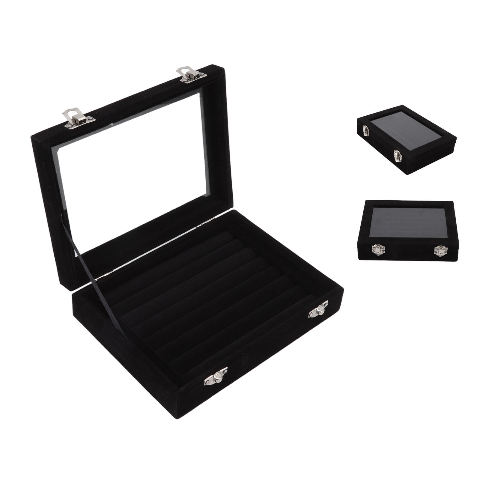 Boîte à Bijoux En Velours à 7 Fentes, Boîte De Rangement Pour Présentoir à Bijoux En Velours à 7 Fentes, Porte-Bouclée D'oreille, Support De Plateau(Rouge