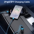 thumbnail image 4 of USB C Car Charger, Dual Port Car Charger Fast Phone Charger Adapter with 2 Pcs 6FT Type C Cables, Car Phone Chargers Compatible with iPhone, Samsung, Android, Car Accessories for Women Men, Blue, 4 of 7