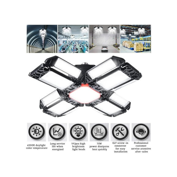75W LED Garage Light, Garage Lights LED Garage Ceiling Lights, LED Shop Light 12+1 Adjustable Panel, 6500K Daylight Garage Lighting, LED Light Bulb Fi