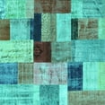 thumbnail image 1 of Ahgly Company Indoor Square Patchwork Turquoise Blue Transitional Area Rugs, 7' Square, 1 of 4