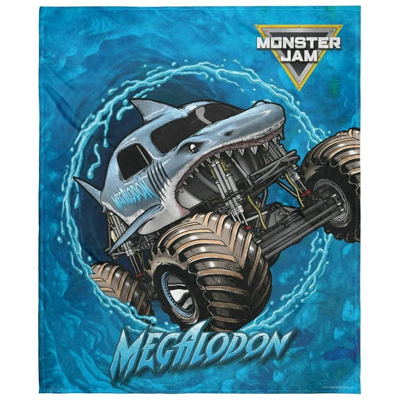 Monster Jam Megalodon Shark Monster Truck Soft Fleece Plush Throw Blanket Couch Bedroom
