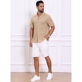 thumbnail image 2 of DARING DIVA Men's Hollow Jacquard Camp Collar Short Sleeve Beach Texture Shirts M Khaki, 2 of 7