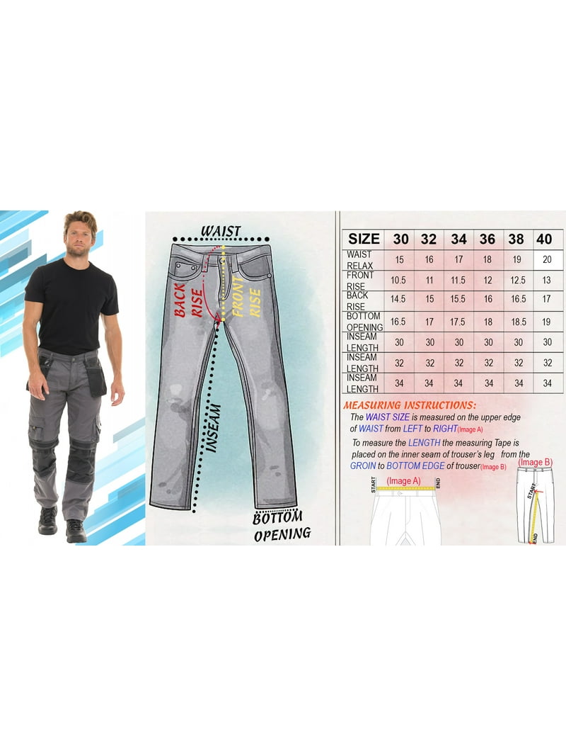 Men Cordura Work Trousers Multi Pockets Work Utility & Safety