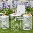 thumbnail image 5 of Y&M Set of 3 Metal Side End Tables Nightstand, Nesting Round Coffee Table for Indoor Outdoor, Heavy Duty Metal Plant Stand Living Room Garden Stool - White, 5 of 6