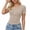 Khaki, variant on Women's Short Sleeve Tops Casual Henley Ribbed Shirts Basic V Neck Daily Stylish Breathable Fitted Modest Tops S