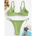 thumbnail image 3 of Qiylii Summer Ladies Split Bikini Set, Adults Women Simple Style Solid Color Ring Decoration Bikini Backless Swimsuit Swimwear, 3 of 5