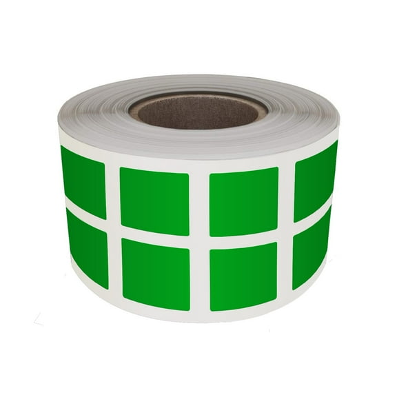Royal Green 1" Square Sticker Inventory Labels for Identification and Marking Green Sticker Roll 25mm x 25mm - 1000 Pack