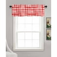 thumbnail image 3 of Geometric Plaid Linen Curtain Valance for Bedroom/Bathroom/Kitchen/Office/Living/Dining Room Window,Red Modern Minimalist Buffalo Checkered Rod Pocket Topper Decorative Cafe Drapes Panel 60"x18", 3 of 6