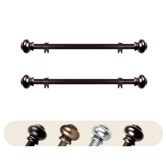 0.625 in. Dia. Abel Side Curtain Rod, Cocoa - 12-20 in. - Set of 2