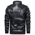 thumbnail image 5 of Homenesgenics Men's Leather Jacket Coats Men's Fashion Jacket Pure Color Zipper Stand Collar Imitation Leather Coat Tops, 5 of 8