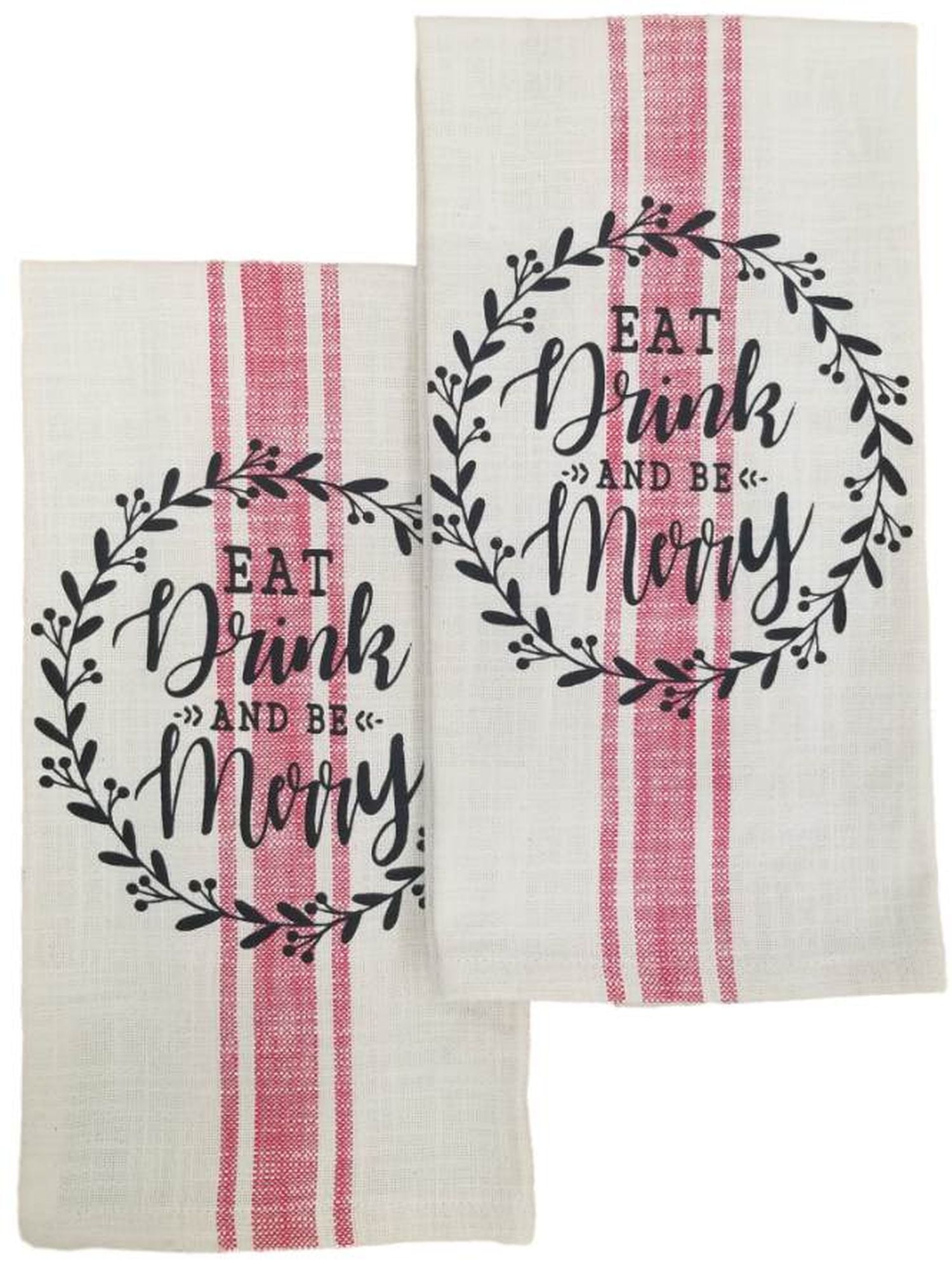 Merry Christmas Deer Wonderland Embroidered Applique Kitchen Dish Towel 