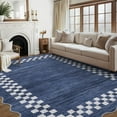 thumbnail image 2 of HOMERRY Area Rug 4' x 6' Rugs for Living Room Modern Washable Indoor Scalloped Border Plaid Carpet, Blue, 2 of 6