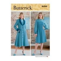 Butterick Sewing Pattern 6868 - Misses' and Women's Coat and Dress, Size: B5 (8-10-12-14-16)