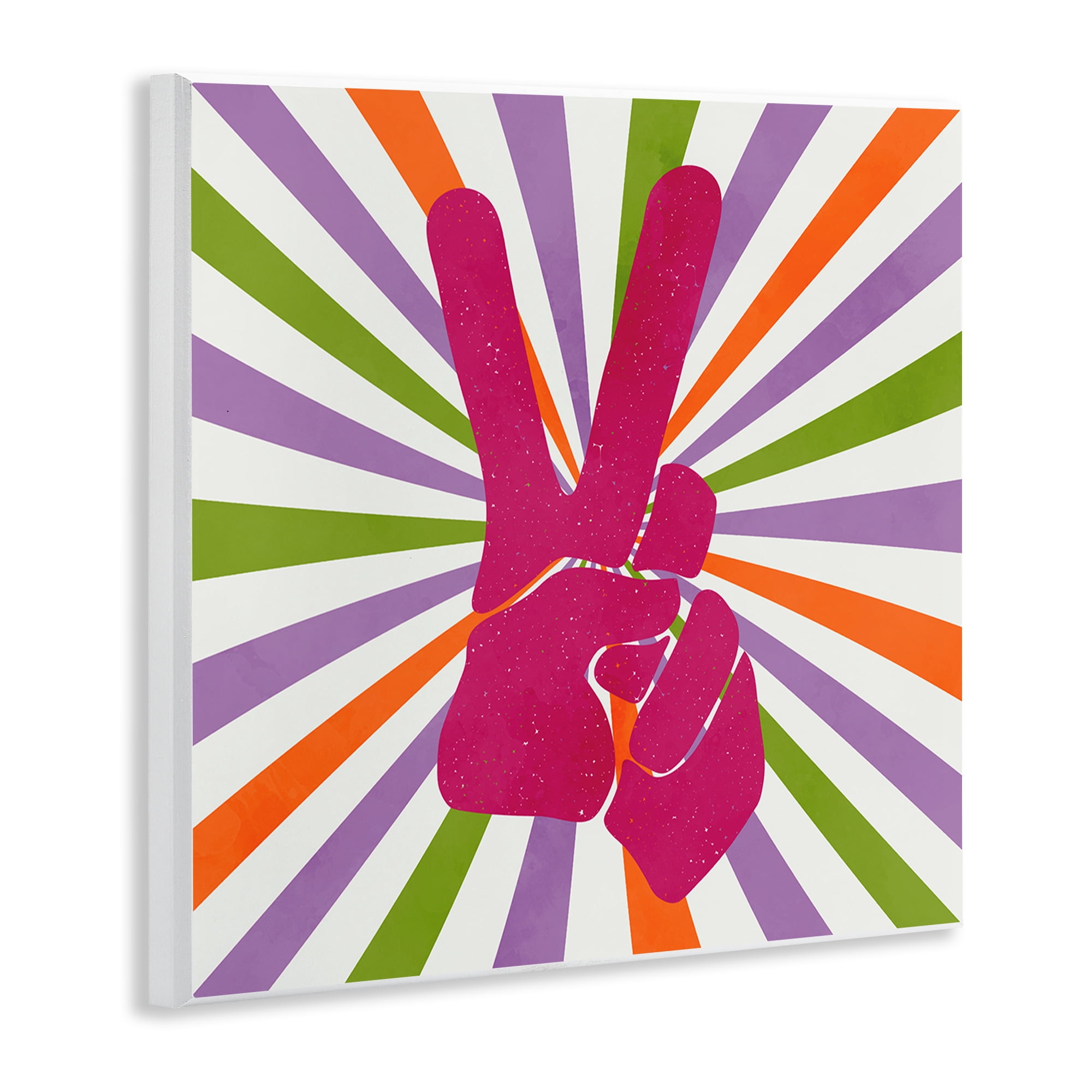 Stupell Industries Peace Sign on Stripes Abstract Painting Unframed Art Print Wall Art, 12 x 12