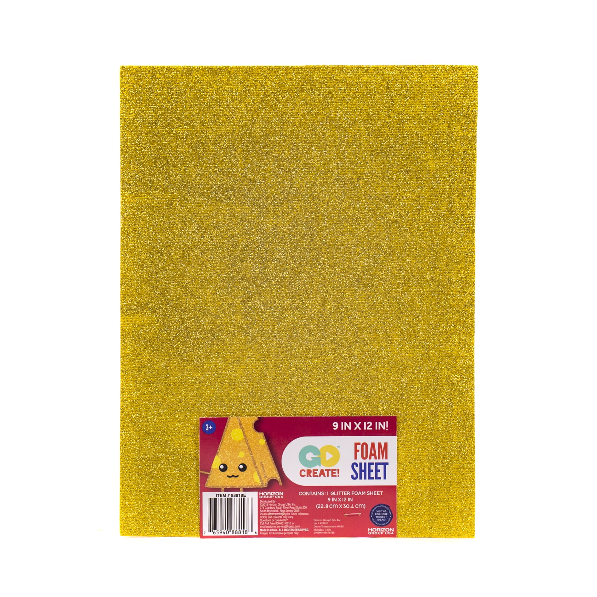 Go Create Foam 9" x 12" Glitter Gold Sheet, Craft Paper, 1 Each, 3+