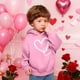 thumbnail image 5 of Sudadera con capucha y estampado de corazón de San Valentín, sudadera de manga larga para niños y niñas, chaqueta para niñas de talla mediana y grande., 5 of 7