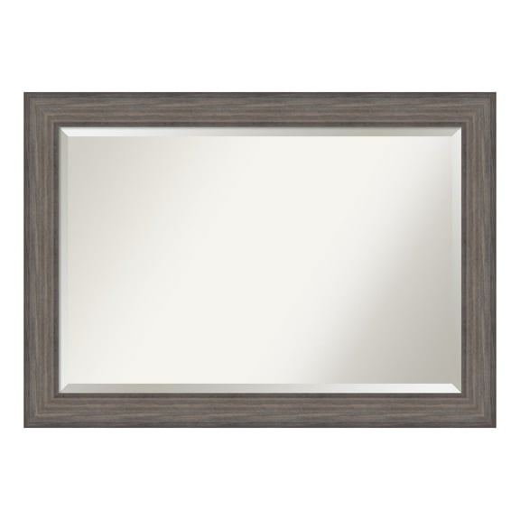 Country Barnwood Beveled Wood Bathroom Wall Mirror