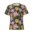 thumbnail image 4 of Vsdgher Colorful Roses Print Men's Dry Fit Mesh Athletic Shirts Moisture Wicking Tennis T-Shirt Tops, 4 of 9