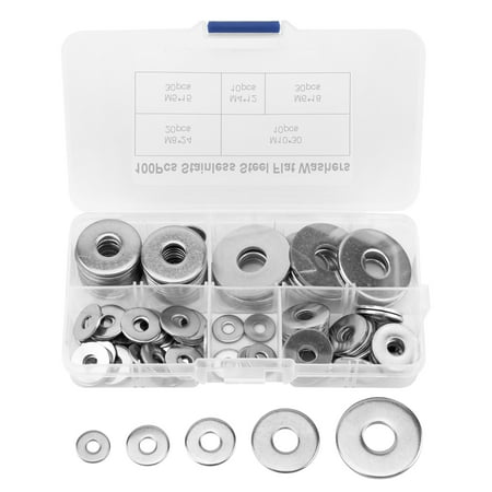 

100pcs/set Flat Washer Heavy Duty For Screws Bolts Assortment Stainless Steel