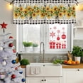thumbnail image 5 of Sunflower Curtain Valances for Windows, Kitchen Valance Window Treatments Panel 2 Pack, Summer Botanical Bee Rustic Black Plaid Rod Pocket Short Curtains for Bathroom Bedroom 60 x 18 Inch, 5 of 8