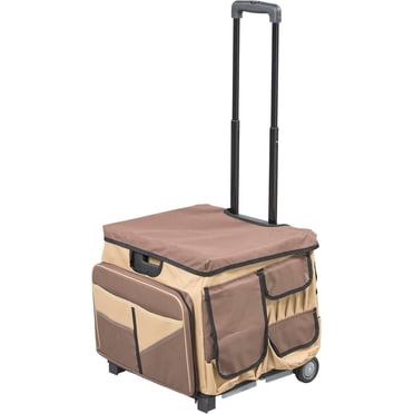 Mobile Utility Cart with Storage Organizer Bag, Rolling Cart, Chocolate/Sand