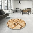 thumbnail image 4 of Ahgly Company Tapis Rond Lavable en Machine Intérieur Transitionnel Orange, 6 Pieds Rond, 4 of 7