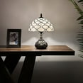 thumbnail image 2 of Tiffany Table Lamp White Stained Glass LED Bulb Included Dragonfly Base 10"W*10"D*14"H, 2 of 7