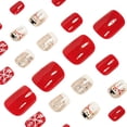 thumbnail image 4 of Christmas Press On Nails Short Square,Glitter Fake Nails, Cute Snowman White Snowflake French Stick On False Nails, 24Pcs Resin Reusable Wearable Nail Tips for Women Daily Holiday Party Manicure, 4 of 7
