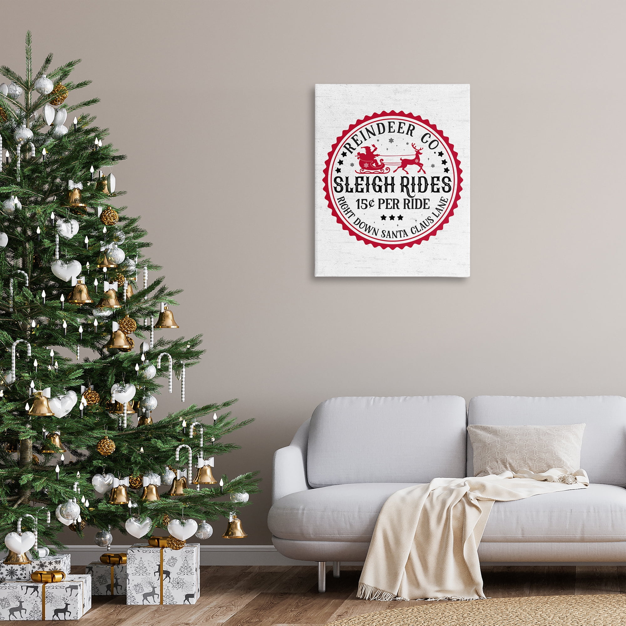 Stupell Industries Vintage Sleigh Rides Holiday Painting Gallery Wrapped Canvas Art Print Wall Art, 30 x 40
