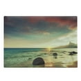 thumbnail image 1 of Beach Cutting Board, Sunrise over the Sea Tropical Water Summer Rock and Dramatic Sky Nature, Decorative Tempered Glass Cutting and Serving Board, Large Size, Blue Cream, by Ambesonne, 1 of 1