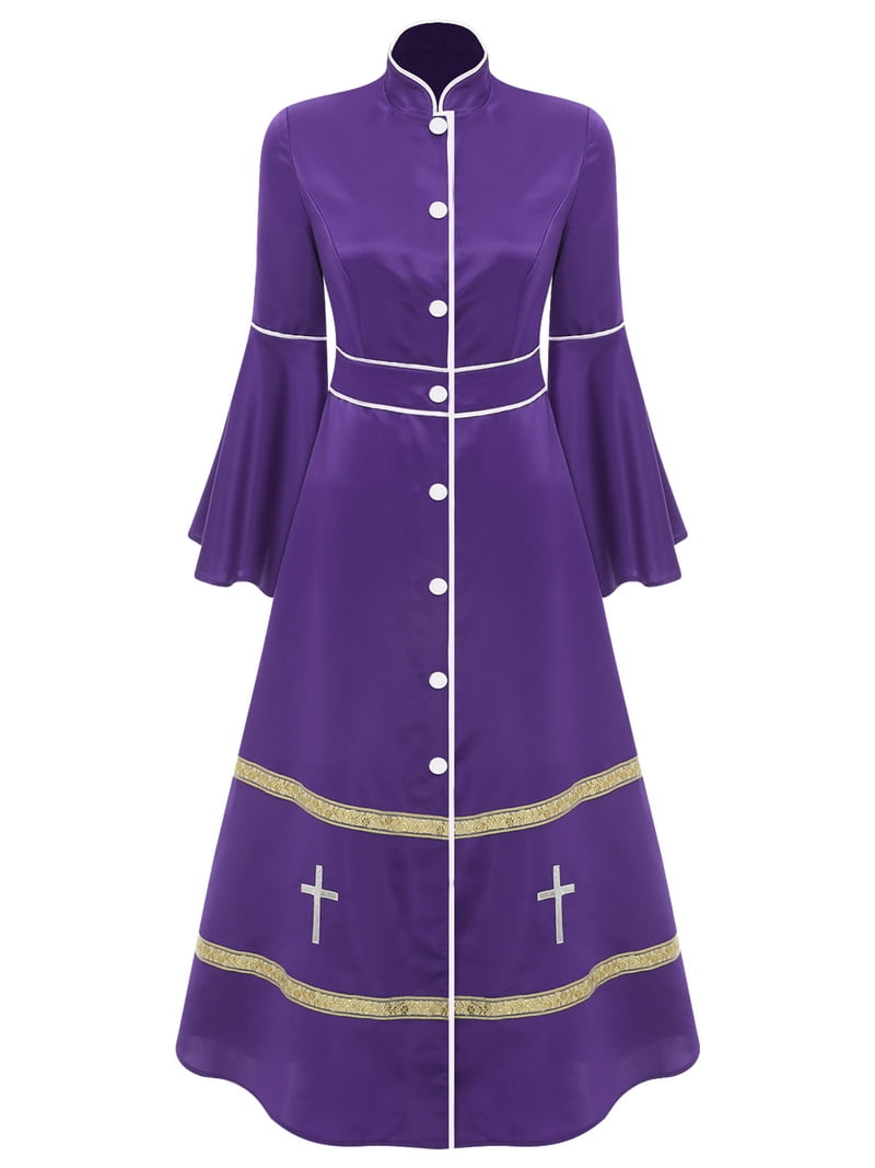 Sxiwei Women's Clergy Robe Church Cassock Cosplay Costume Choir Maxi Dress  Liturgical Pastor Purple 3XL - Walmart.com